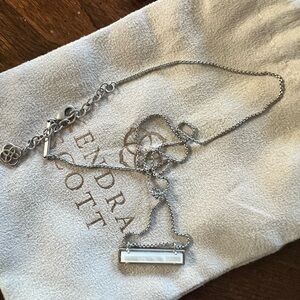 Kendra Scott Silver Necklace with Iridescent Bar Pendant